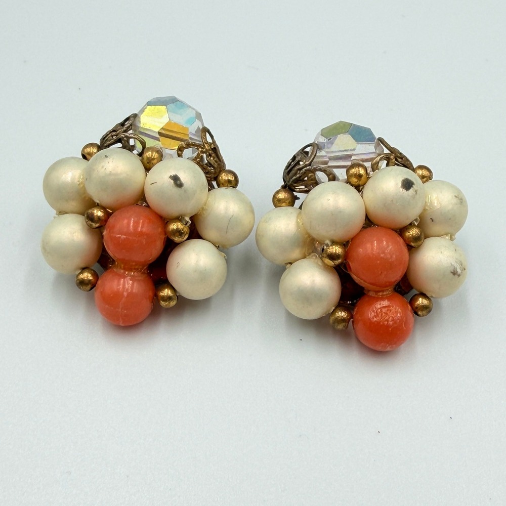 Vtg Japan Hong Kong Beaded Cluster Earrings‎ Lot 10 pairs Costume Jewelry Clip - Picture 16 of 16